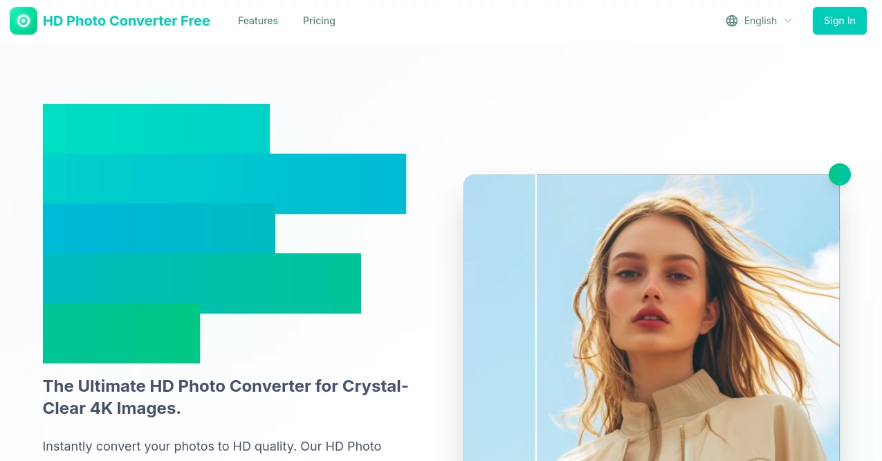 Screenshot of HD Photo Converter Free – An AI tool in the ,Photo & Image Editor ,AI Photo Enhancer ,AI Photo Restoration  category, showcasing its interface and key features.