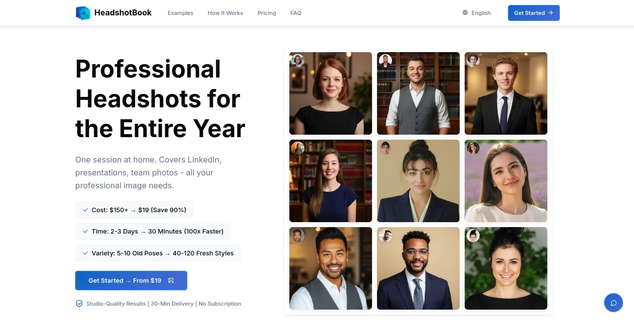 Screenshot of HeadshotBook – An AI tool in the ,AI Photo & Image Generator ,Photo & Image Editor ,AI Photo Enhancer ,AI Selfie & Portrait  category, showcasing its interface and key features.