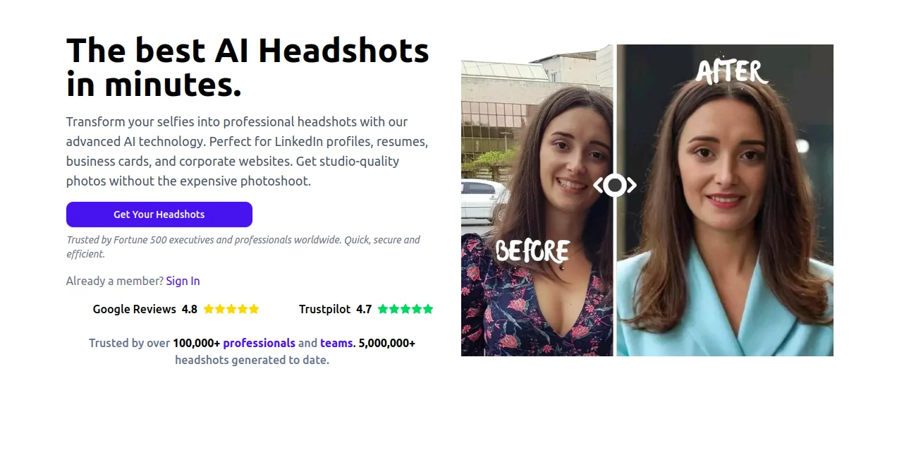 Screenshot of Headsnap – An AI tool in the ,Photo & Image Editor ,AI Photo Enhancer ,AI Photography ,AI Selfie & Portrait  category, showcasing its interface and key features.