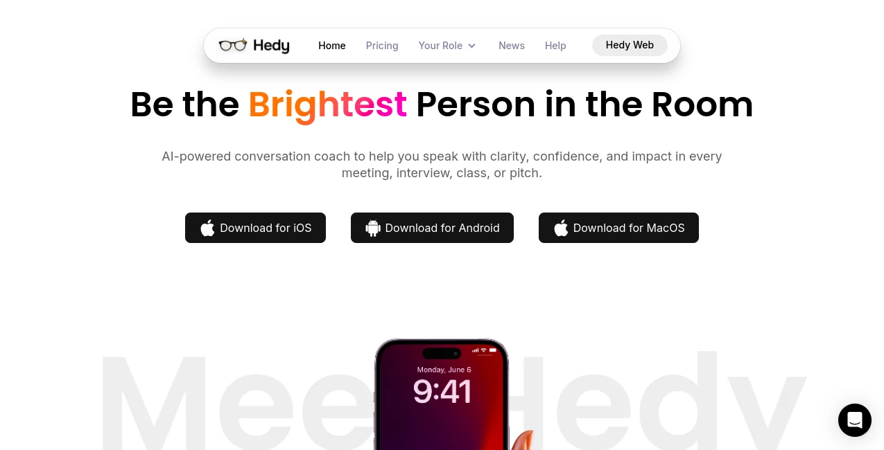 Screenshot of Hedy ai – An AI tool in the ,AI Coaching ,AI Team Collaboration ,AI Meeting Assistant ,AI Notes Assistant  category, showcasing its interface and key features.