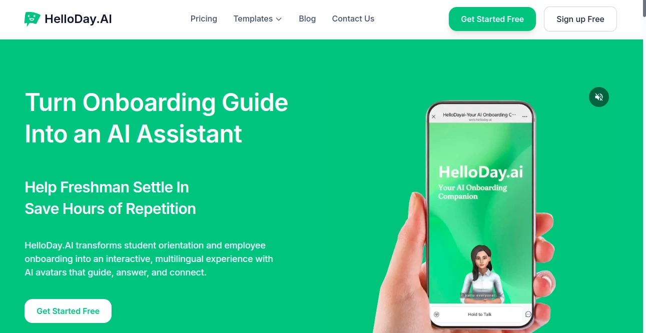 Screenshot of HelloDay.ai – An AI tool in the ,AI Coaching ,AI Life Assistant ,AI Knowledge Base ,AI Meeting Assistant  category, showcasing its interface and key features.