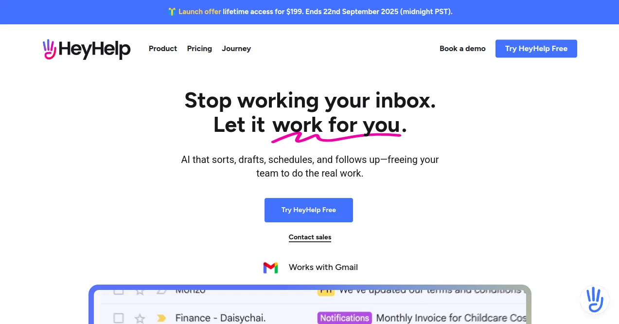 Screenshot of HeyHelp AI – An AI tool in the ,AI Customer Service Assistant ,AI Chatbot ,AI Life Assistant ,AI Productivity Tools  category, showcasing its interface and key features.