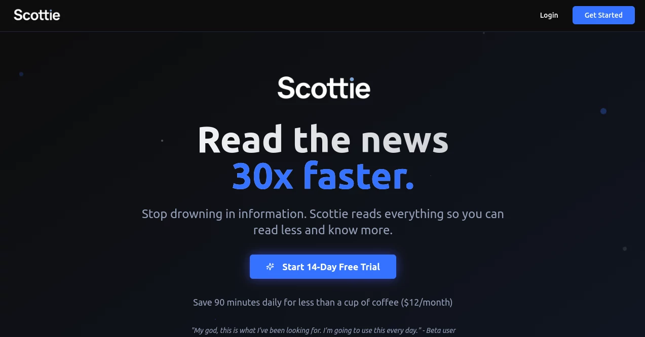 Screenshot of scottie – An AI tool in the ,AI Analytics Assistant ,AI Email Assistant ,AI Productivity Tools ,AI Task Management  category, showcasing its interface and key features.