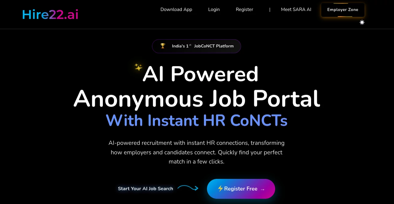 Screenshot of Hire22 AI – An AI tool in the ,AI Interview Assistant ,AI Recruiting ,AI Resume Builder ,AI Cover Letter Generator  category, showcasing its interface and key features.