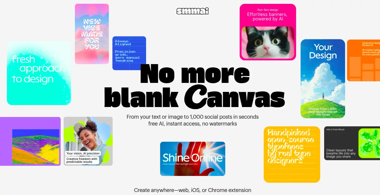 Screenshot of SMMAI – An AI tool in the ,AI Social Media Assistant ,AI Design Generator ,AI Graphic Design ,AI Presentation Generator  category, showcasing its interface and key features.