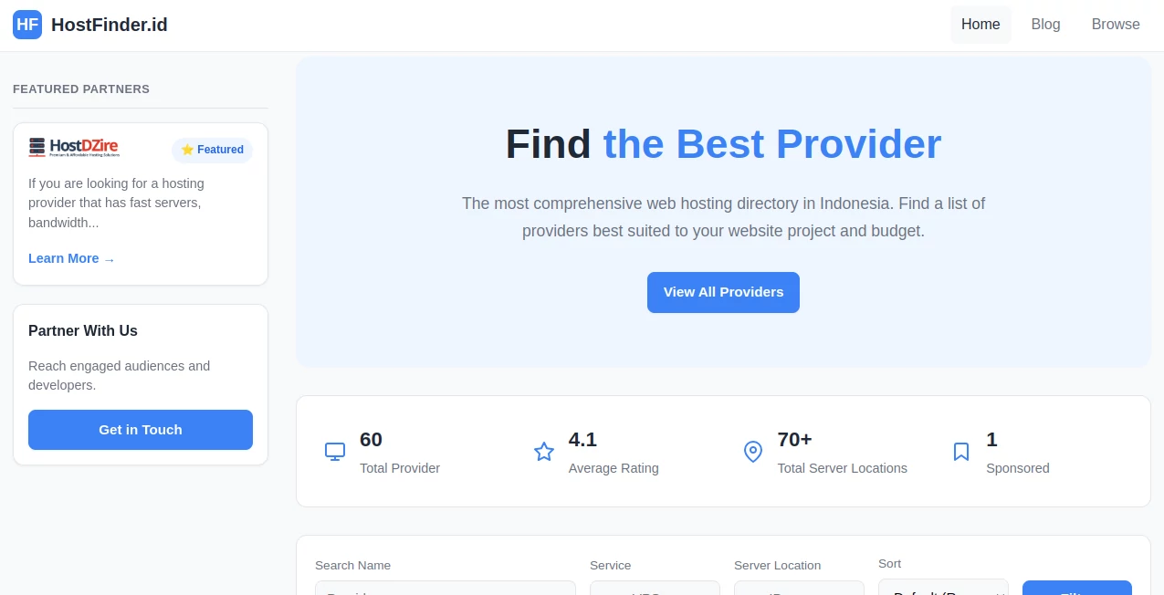 Screenshot of HostFinder – An AI tool in the ,AI Research Tool ,AI Developer Tools ,AI Search Engine  category, showcasing its interface and key features.