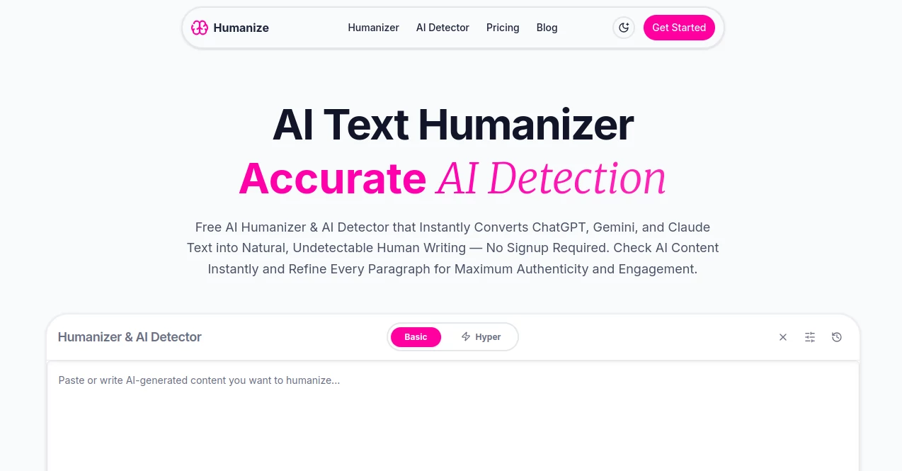 Screenshot of Humanize.sh – An AI tool in the ,AI Rewriter ,AI Paraphraser ,AI Grammar Checker ,AI Content Detector  category, showcasing its interface and key features.