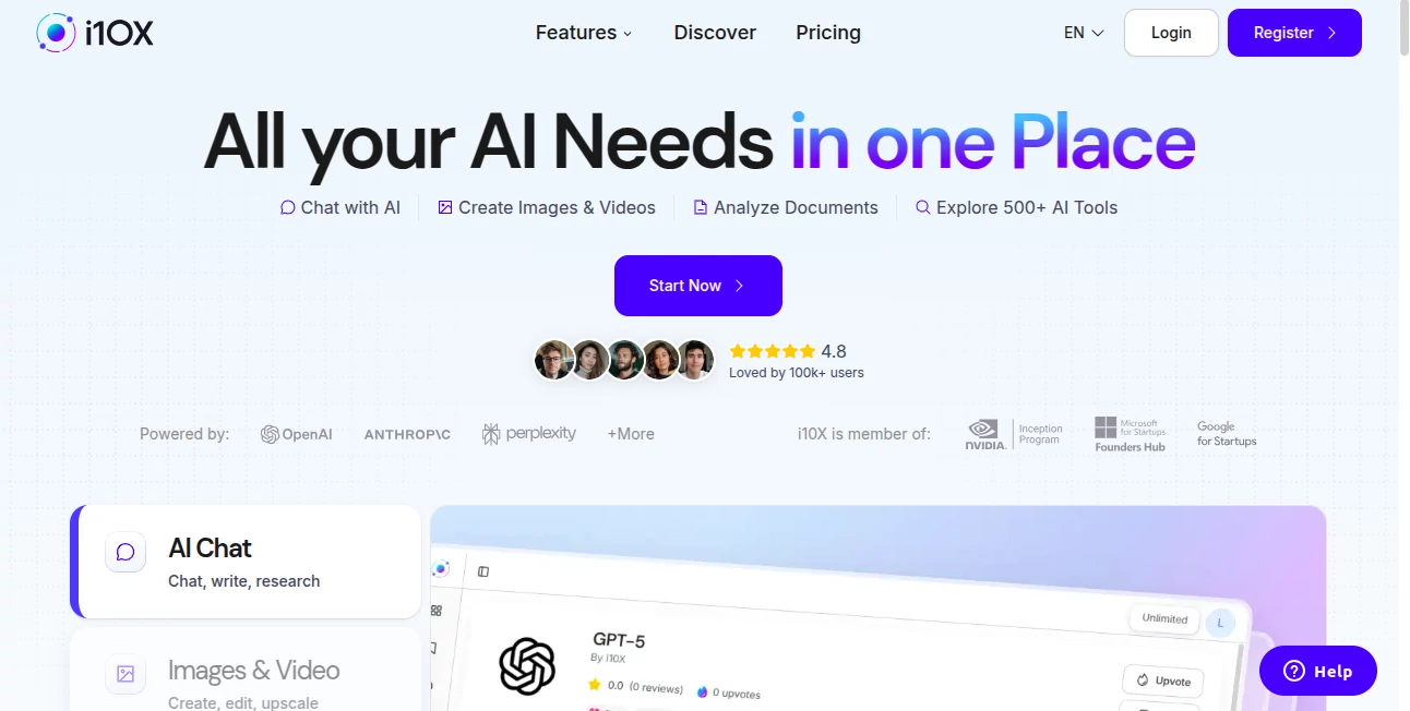 Screenshot of i10X AI – An AI tool in the ,AI Content Generator ,AI Video Generator ,AI Research Tool ,AI SEO Assistant  category, showcasing its interface and key features.