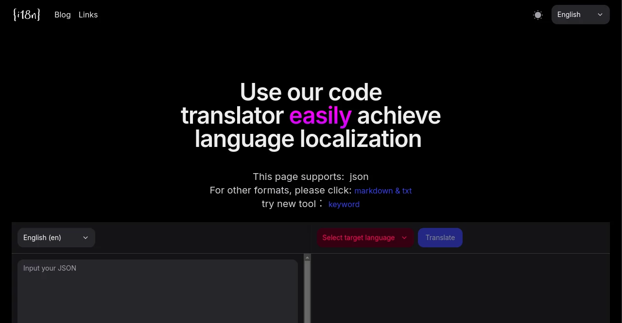 Screenshot of i18n code – An AI tool in the ,Code & IT  category, showcasing its interface and key features.