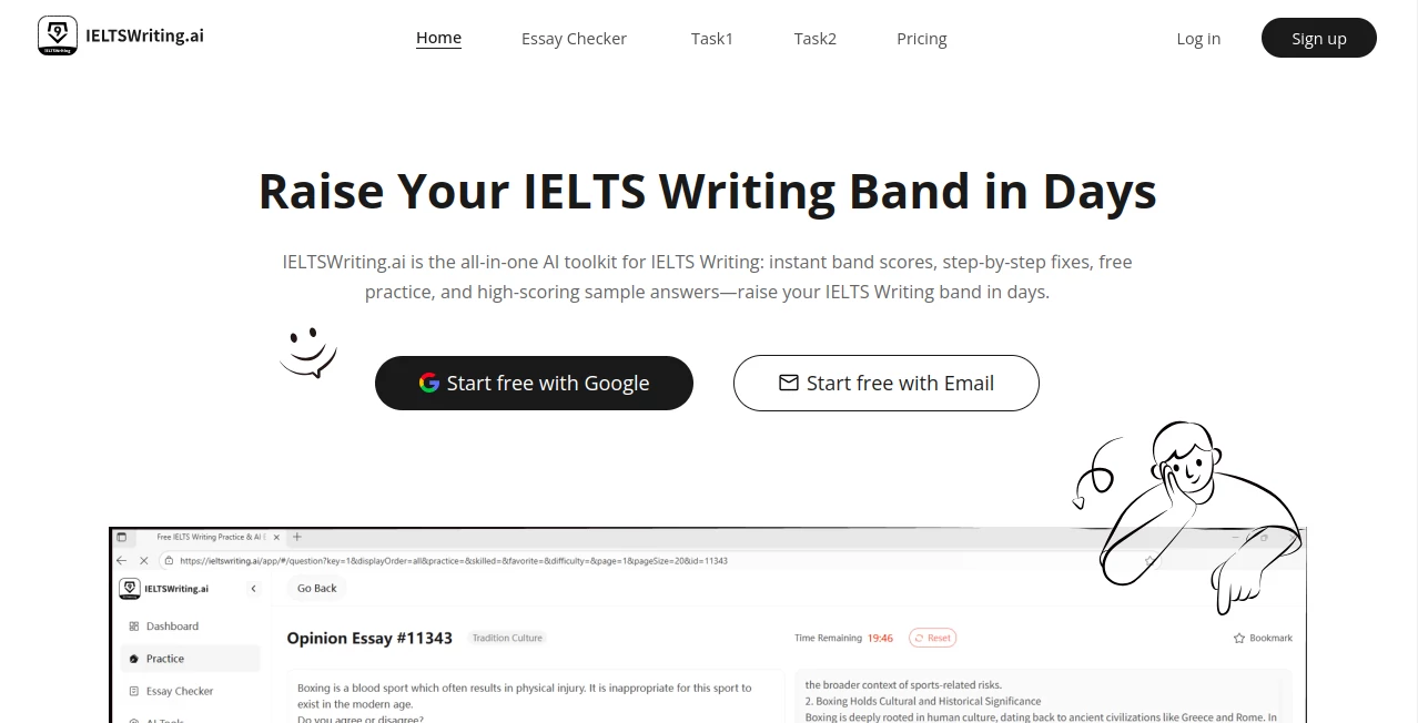 Screenshot of IELTS Writing – An AI tool in the ,AI Homework Helper ,AI Coaching ,AI Course ,AI Education Assistant  category, showcasing its interface and key features.