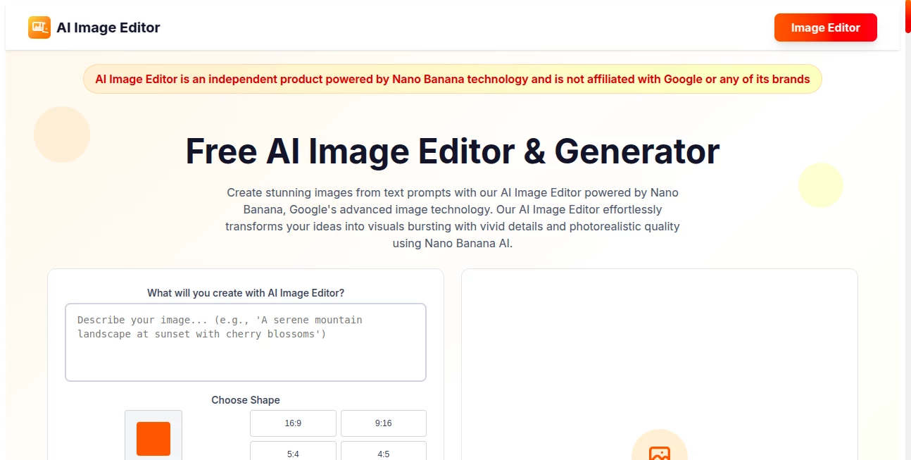 Screenshot of AI Image Editor – An AI tool in the ,Photo & Image Editor ,AI Photo Enhancer ,AI Image to Image ,AI Art Generator  category, showcasing its interface and key features.