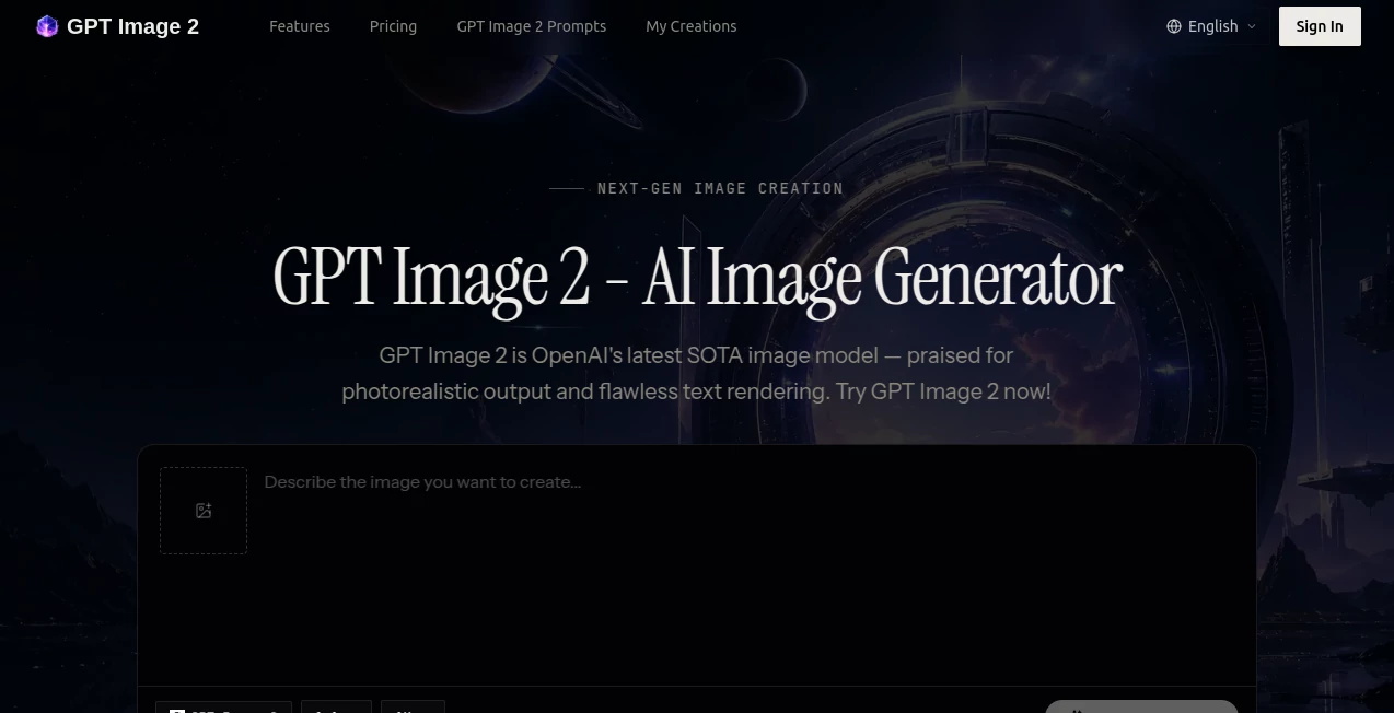 Screenshot of GPT Image 2 Maker – An AI tool in the ,AI Photo & Image Generator ,AI Design Assistant ,AI Content Generator ,AI Art Generator  category, showcasing its interface and key features.