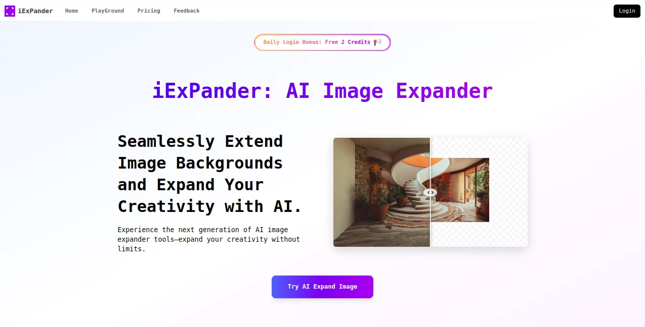Screenshot of Free AI Image Expander – An AI tool in the ,Photo & Image Editor  category, showcasing its interface and key features.