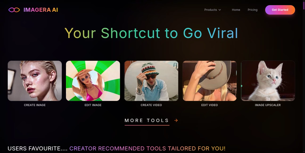 Screenshot of Imagera Ai – An AI tool in the ,Photo & Image Editor ,AI Photo Enhancer ,AI Image Recognition ,AI Design Generator  category, showcasing its interface and key features.