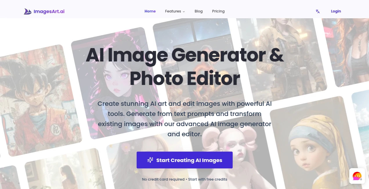 Screenshot of ImagesArt.ai – An AI tool in the ,AI Text to Image ,AI Photo & Image Generator ,AI Art Generator ,AI Design Generator  category, showcasing its interface and key features.