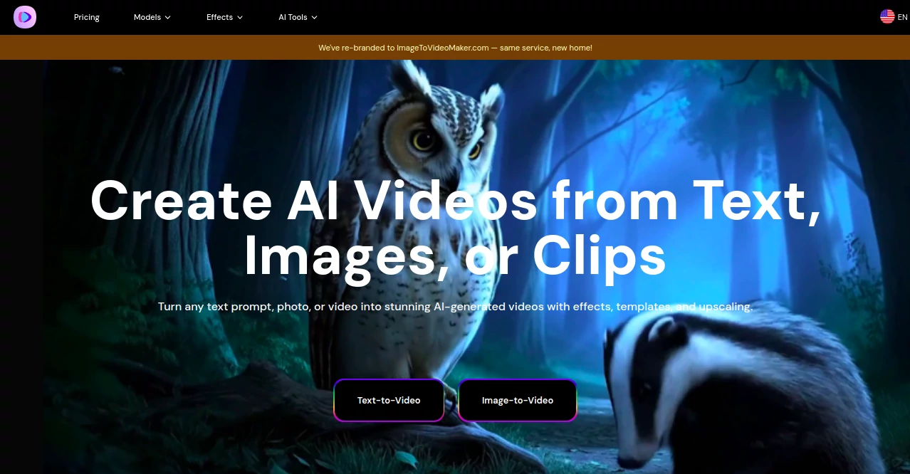 Screenshot of Image‑to‑Video Maker – An AI tool in the ,AI Animated Video ,AI Image to Video ,AI Video Editor ,AI Video Generator  category, showcasing its interface and key features.