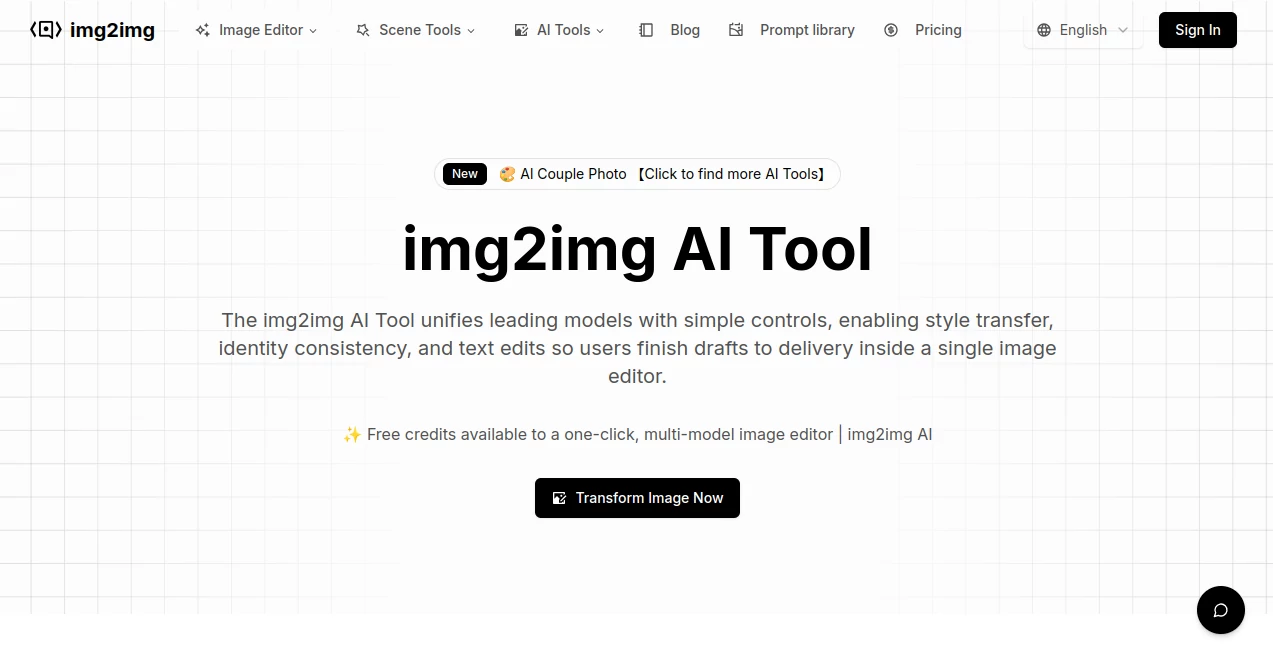 Screenshot of AI img2img – An AI tool in the ,AI Photo & Image Generator ,Photo & Image Editor ,AI Design Generator ,AI Image to Image  category, showcasing its interface and key features.