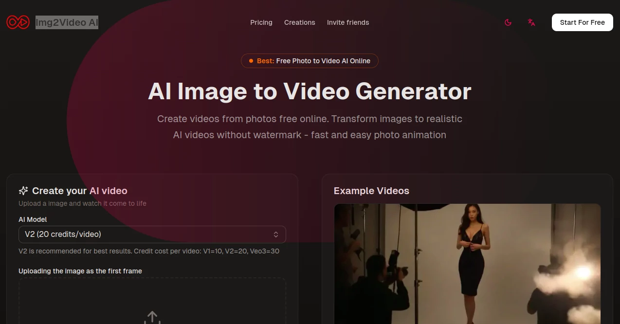Screenshot of Img2Video AI – An AI tool in the ,AI Image to Video ,AI Video Generator  category, showcasing its interface and key features.