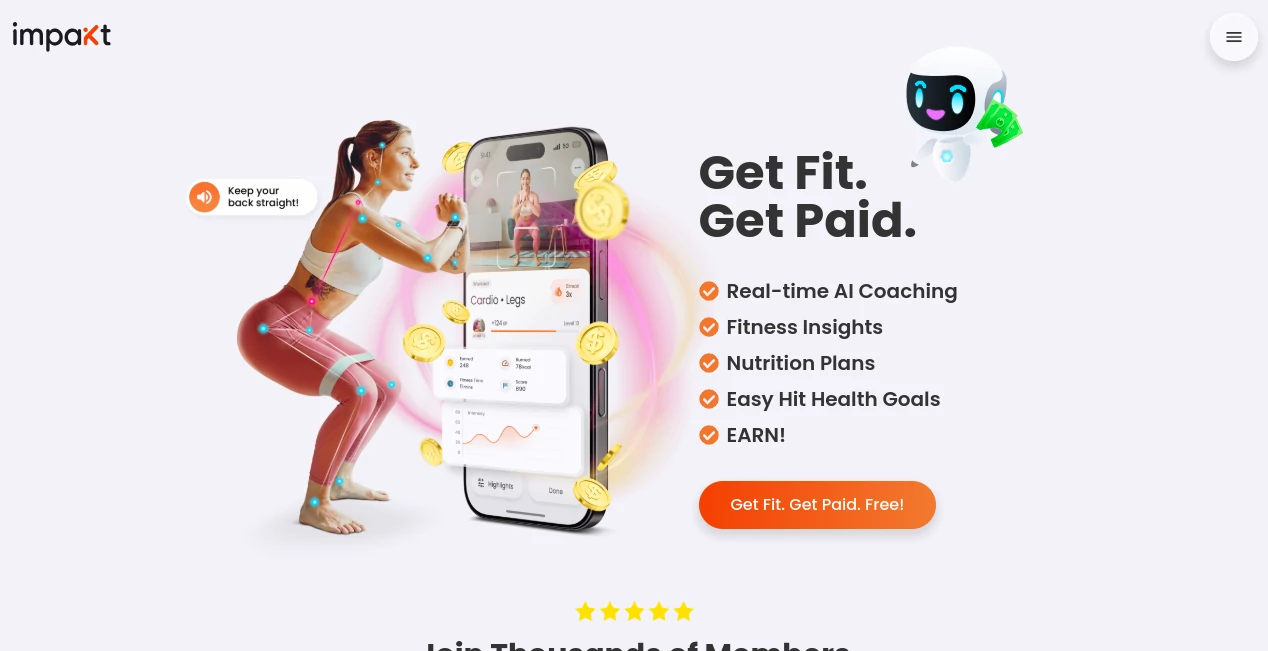 Screenshot of Impakt – An AI tool in the ,AI Fitness ,AI Healthcare ,AI Coaching  category, showcasing its interface and key features.