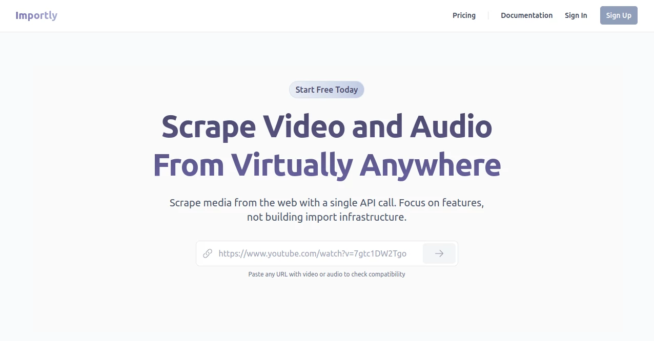 Screenshot of Importly.io – An AI tool in the ,AI Video Enhancer ,AI Video to Video ,AI Web Scraping ,AI Recording  category, showcasing its interface and key features.