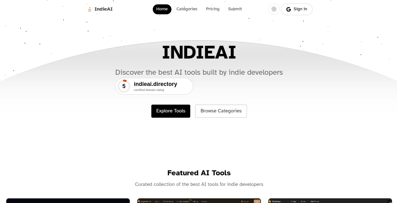 Screenshot of IndieAI – An AI tool in the ,AI Tools Directory  category, showcasing its interface and key features.
