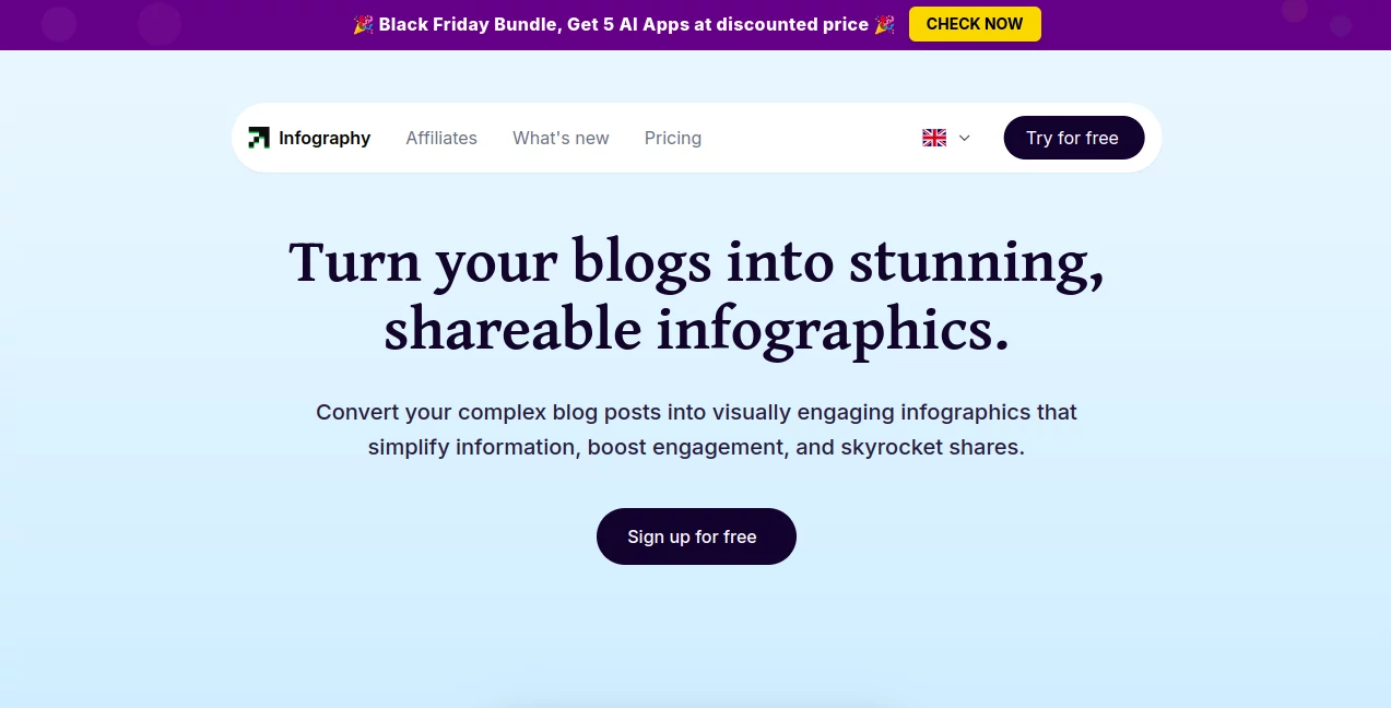 Screenshot of Infography – An AI tool in the ,AI Content Generator ,AI Design Generator ,AI Graphic Design ,AI Presentation Generator  category, showcasing its interface and key features.