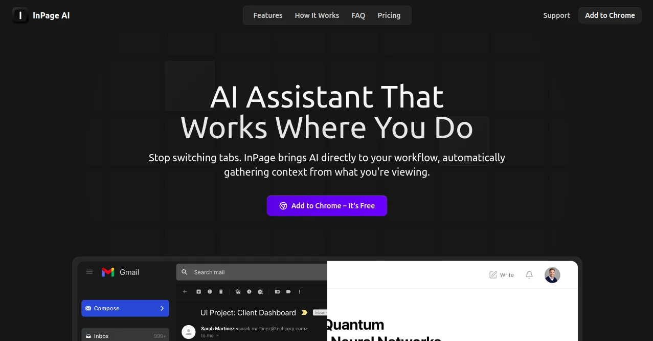 Screenshot of InPage AI – An AI tool in the ,AI Productivity Tools  category, showcasing its interface and key features.