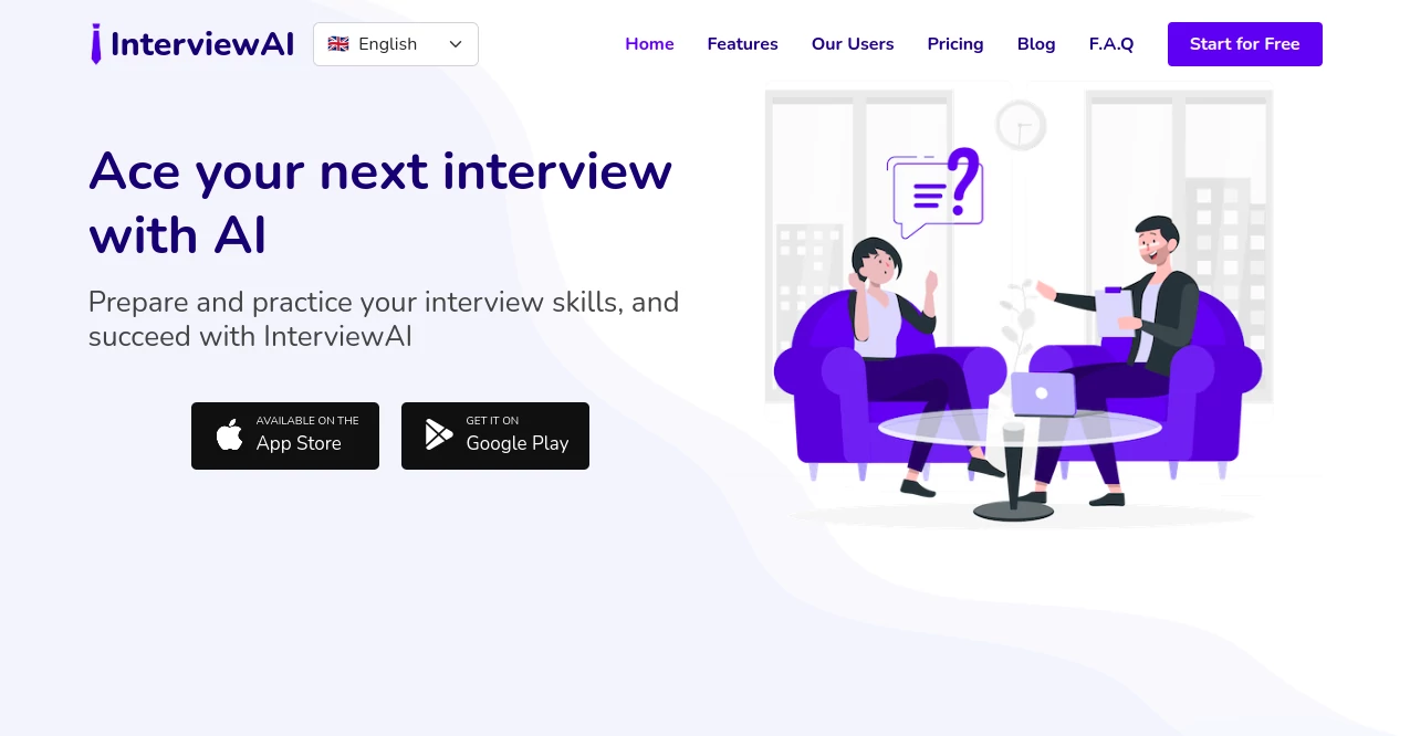 Screenshot of InterviewAI – An AI tool in the ,AI Interview Assistant ,AI Cover Letter Generator ,AI Coaching ,Other  category, showcasing its interface and key features.
