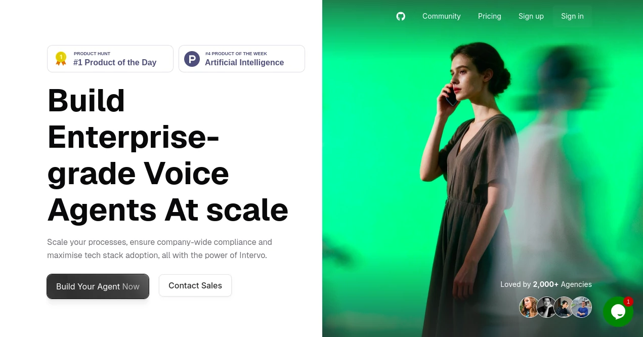 Screenshot of Intervo AI – An AI tool in the ,AI Voice Assistants ,AI Customer Service Assistant ,AI Chatbot ,AI Meeting Assistant  category, showcasing its interface and key features.