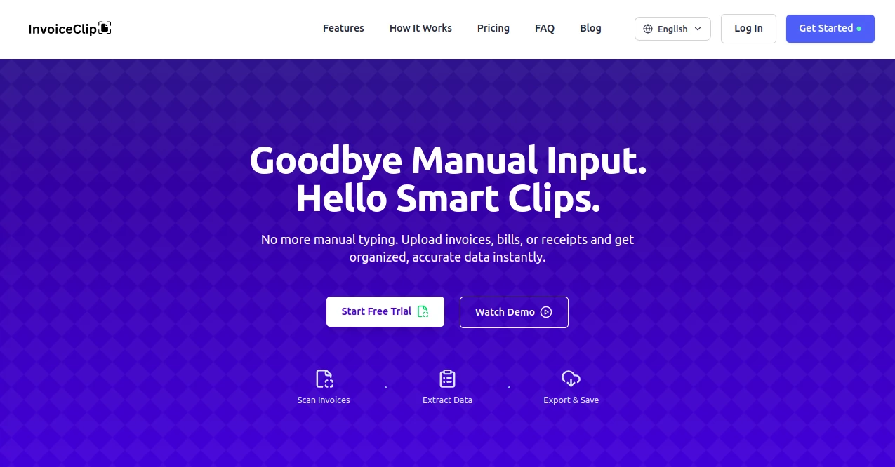 Screenshot of Invoice Clip – An AI tool in the ,AI Accounting Assistant  category, showcasing its interface and key features.