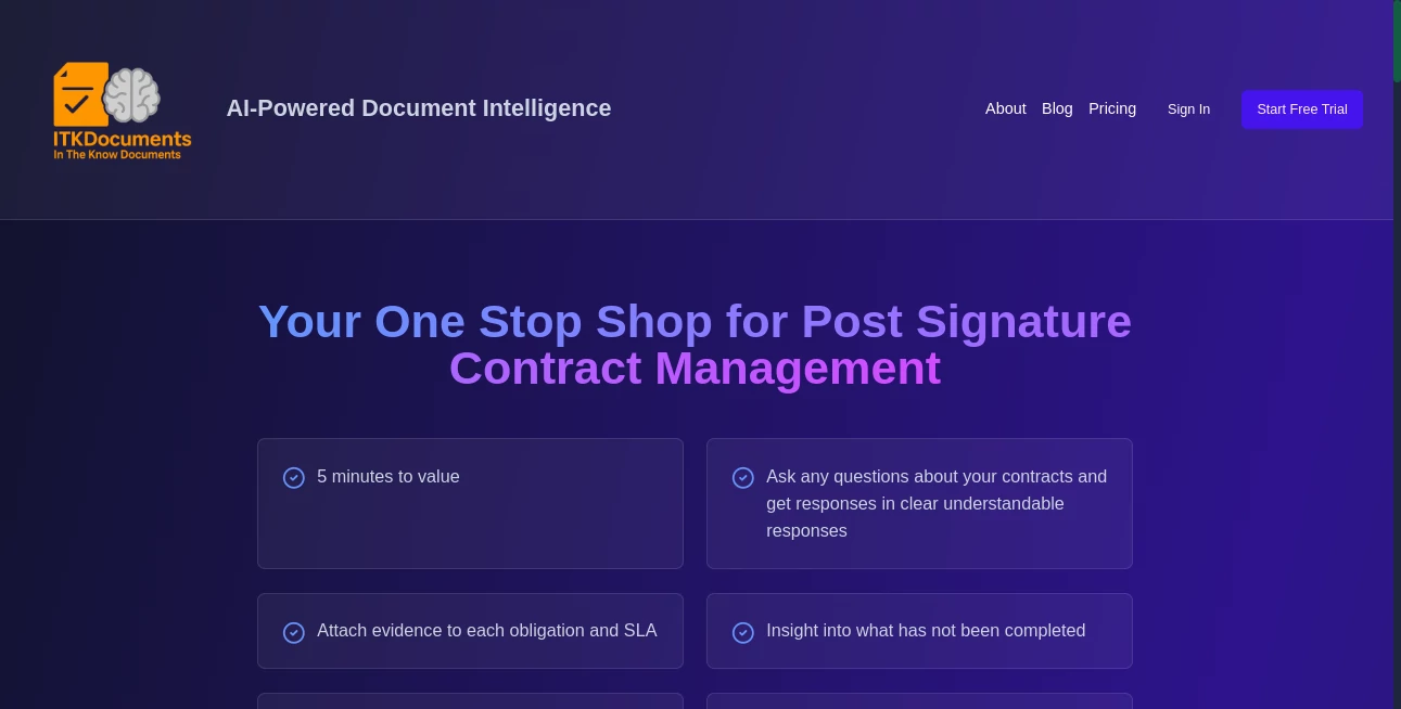 Screenshot of ITKDocuments – An AI tool in the ,AI Workflow Management ,AI Contract Management ,AI Documents Assistant ,AI Files Assistant  category, showcasing its interface and key features.