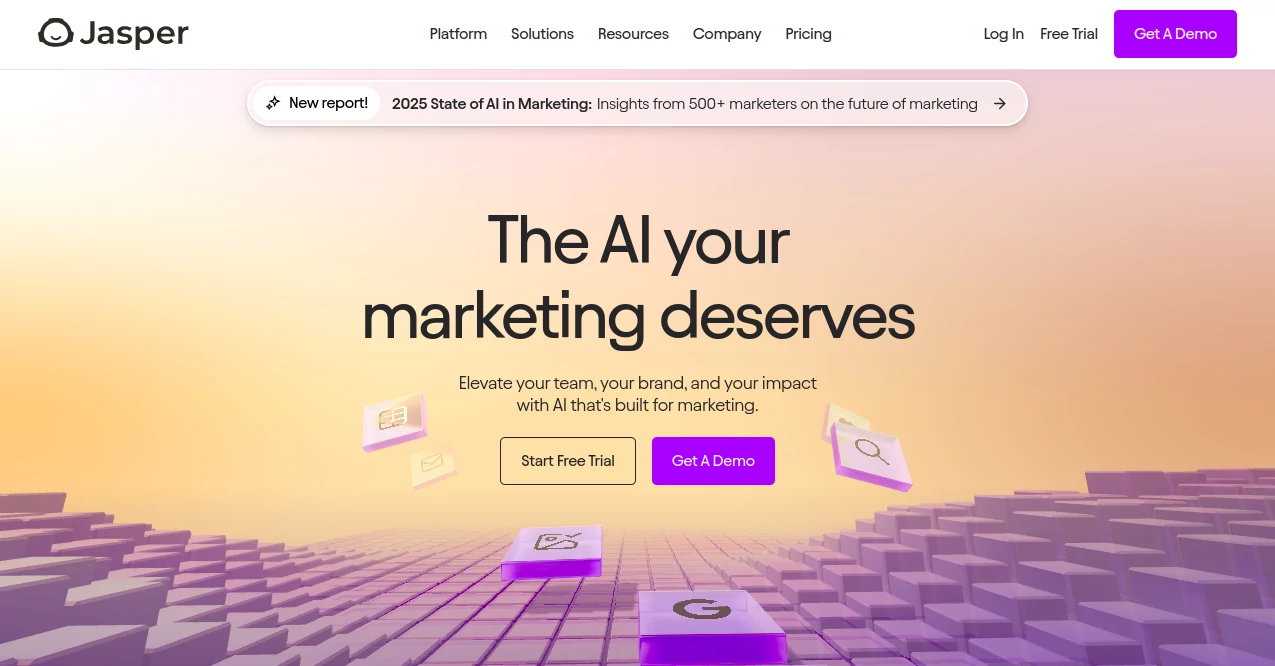 Screenshot of Jasper – An AI tool in the ,AI Content Generator ,AI Rewriter ,AI Lead Generation ,AI Email Generator ,AI Email Assistant ,AI Digital Marketing Generator ,AI Marketing Plan Generator ,AI Repurpose Assistant ,AI Social Media Assistant ,AI Reply Assistant ,AI Analytics Assistant ,AI Sales Assistant ,AI Creative Writing ,AI Email Writer ,AI Writing Assistants ,AI General Writing ,AI Summarizer ,AI Paraphraser ,AI Copywriting ,AI Blog Writer ,Large Language Models (LLMs)  category, showcasing its interface and key features.