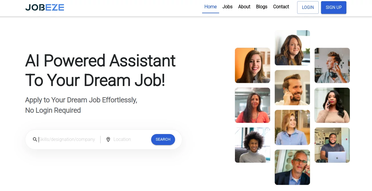 Screenshot of Jobeze – An AI tool in the ,AI Recruiting ,AI Resume Builder ,AI Productivity Tools  category, showcasing its interface and key features.