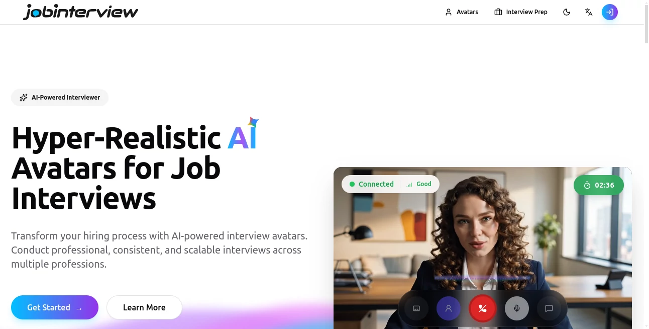 Screenshot of JobInterview – An AI tool in the ,AI Interview Assistant ,AI Coaching ,AI Productivity Tools  category, showcasing its interface and key features.