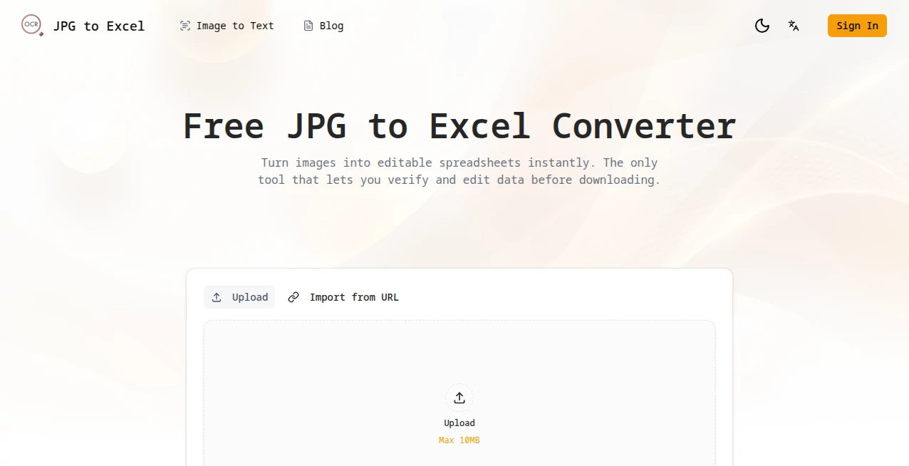 Screenshot of jpg to excel – An AI tool in the ,AI Document Extraction ,AI Documents Assistant ,AI Files Assistant  category, showcasing its interface and key features.