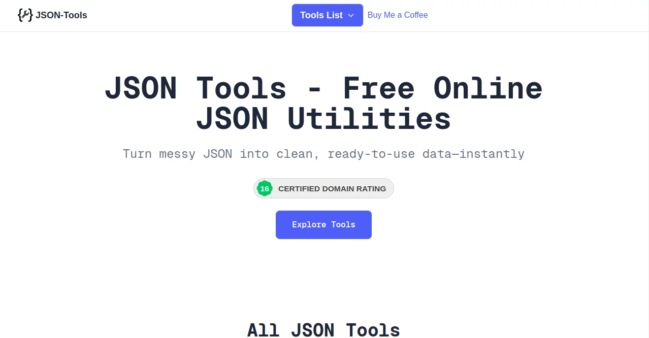 Screenshot of JSON-Tools – An AI tool in the ,AI Developer Tools  category, showcasing its interface and key features.