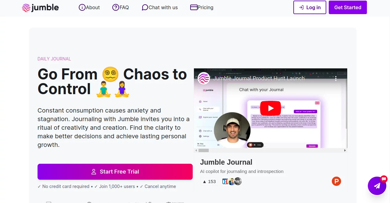 Screenshot of Jumble – An AI tool in the ,AI Life Assistant ,AI Mental Health ,AI Notes Assistant ,Productivity  category, showcasing its interface and key features.