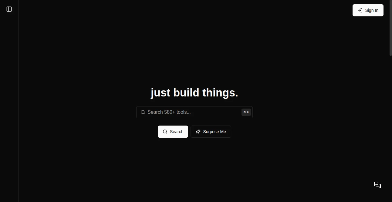 Screenshot of just build things – An AI tool in the ,AI Writing Assistants ,AI Productivity Tools ,Code & IT ,Design & Art  category, showcasing its interface and key features.