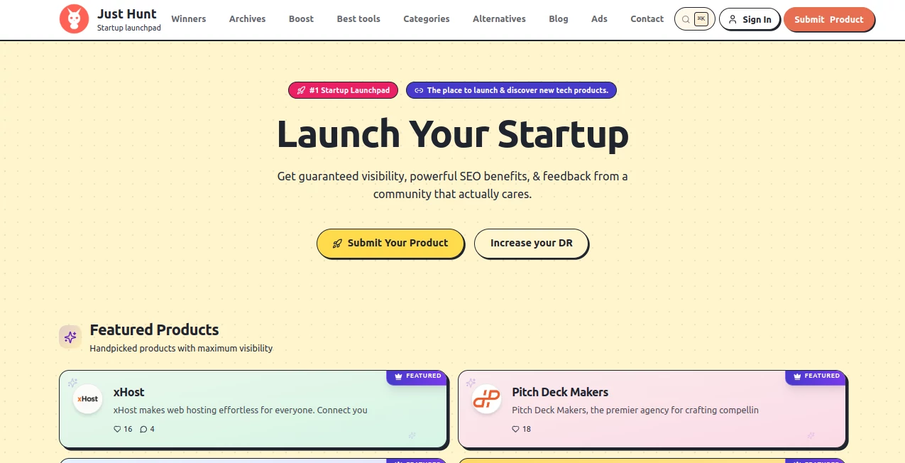 Screenshot of JustHunt – An AI tool in the ,AI Tools Directory  category, showcasing its interface and key features.