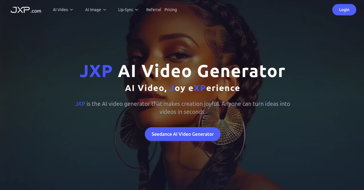 Screenshot of JXP AI Video Generator – An AI tool in the ,AI Photo & Image Generator ,AI Image to Video ,AI Text to Video ,AI Video Generator  category, showcasing its interface and key features.