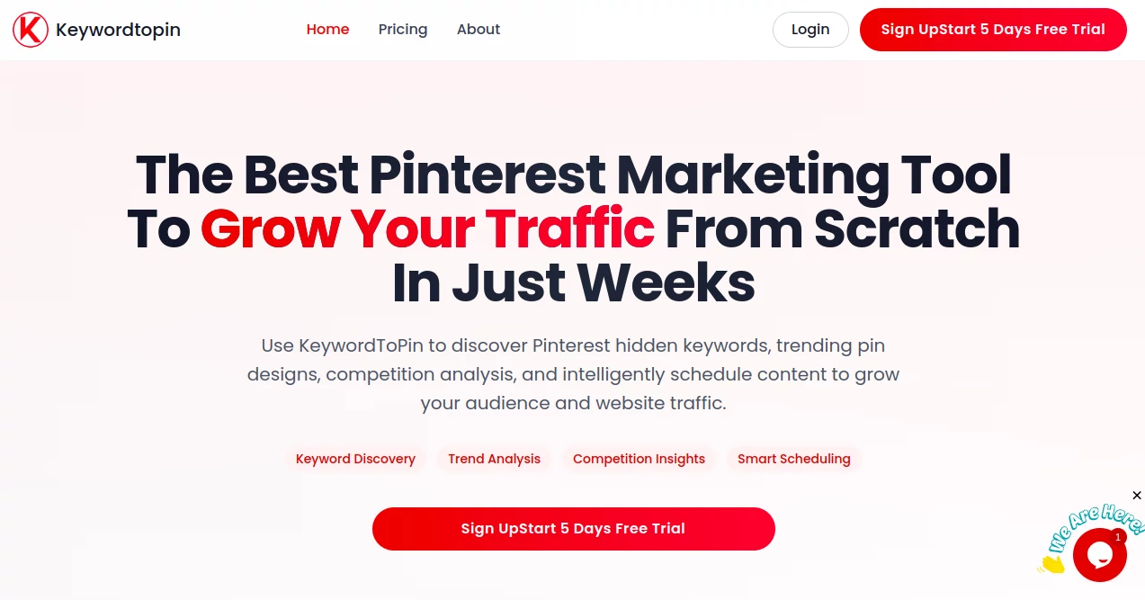 Screenshot of Keywordtopin – An AI tool in the ,AI Research Tool ,AI SEO Assistant ,AI Hashtag Assistant ,AI Marketing Plan Generator  category, showcasing its interface and key features.