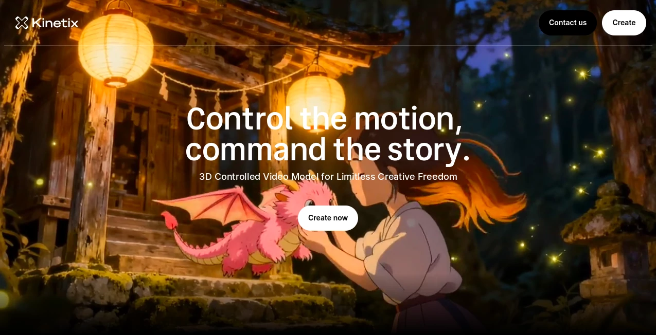 Screenshot of Kinetix – An AI tool in the ,AI Animated Video ,AI Video Generator ,AI 3D Model Generator ,AI Image to 3D Model  category, showcasing its interface and key features.