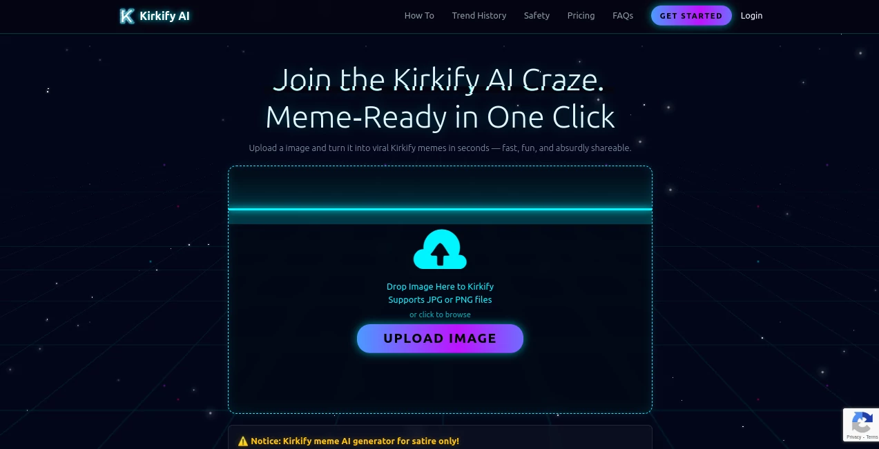 Screenshot of Kirkify AI – An AI tool in the ,Photo & Image Editor ,AI Face Swap Generator ,AI Image to Video ,AI Fun Tools  category, showcasing its interface and key features.