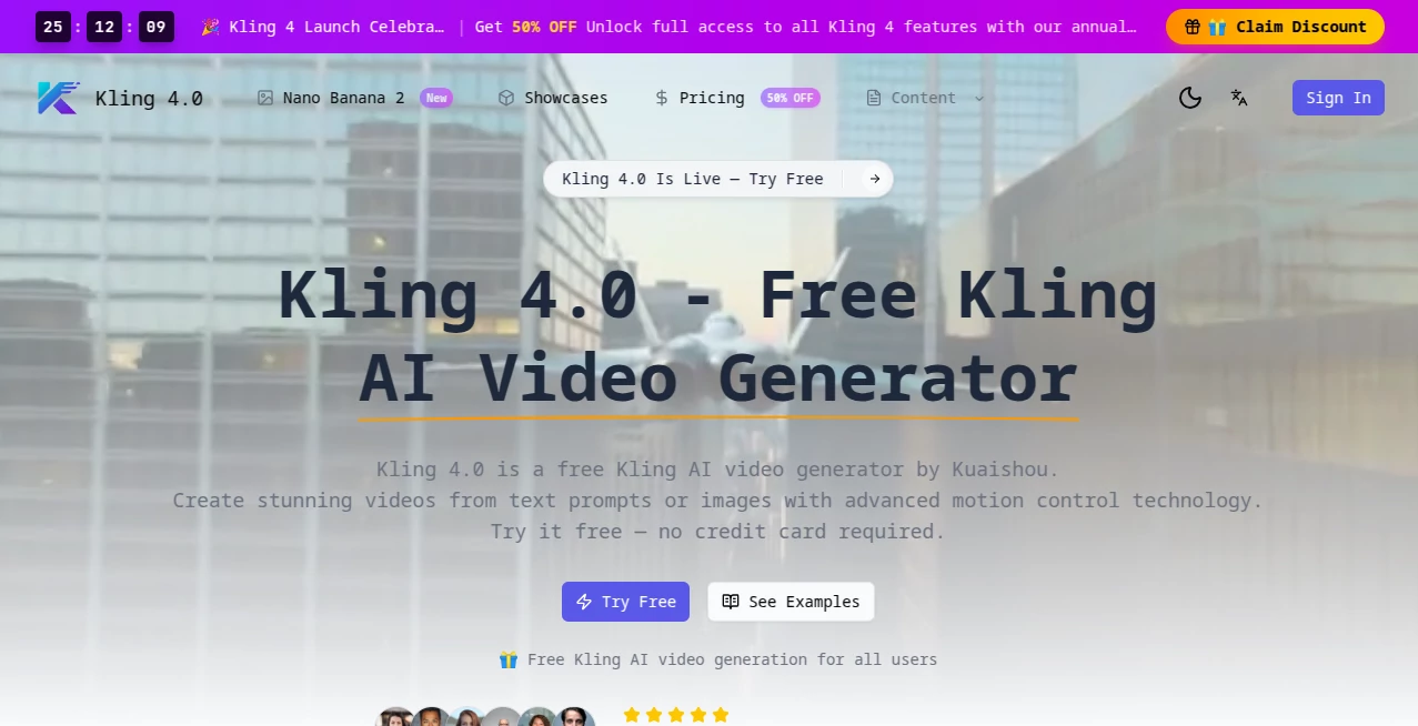 Screenshot of Kling-4 Video Studio – An AI tool in the ,AI Animated Video ,AI Image to Video ,AI Video Generator ,AI Text to Video  category, showcasing its interface and key features.