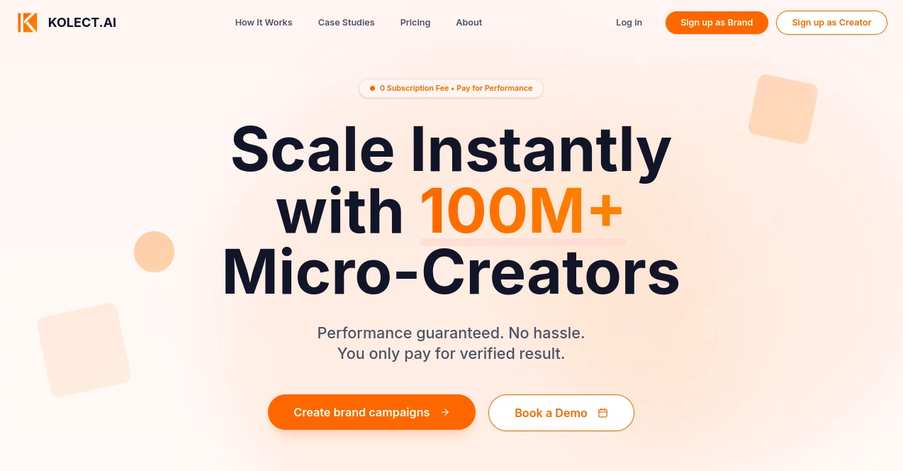 Screenshot of KOLECT AI – An AI tool in the ,AI Social Media Assistant ,AI Ad Creative Assistant ,AI Digital Marketing Generator ,AI Lead Generation  category, showcasing its interface and key features.