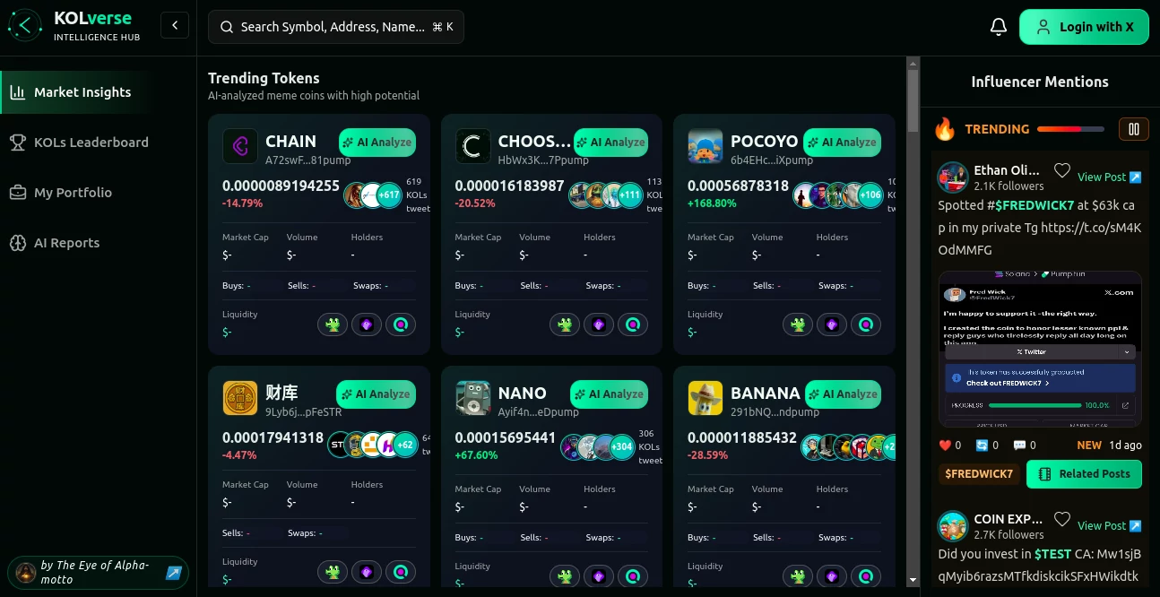 Screenshot of KOLverse – An AI tool in the ,AI Research Tool ,AI Analytics Assistant ,AI SEO Assistant ,AI Social Media Assistant  category, showcasing its interface and key features.