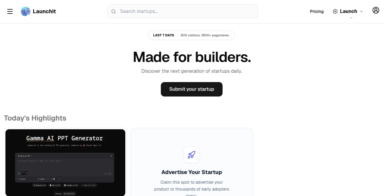 Screenshot of Launchit – An AI tool in the ,AI Tools Directory  category, showcasing its interface and key features.
