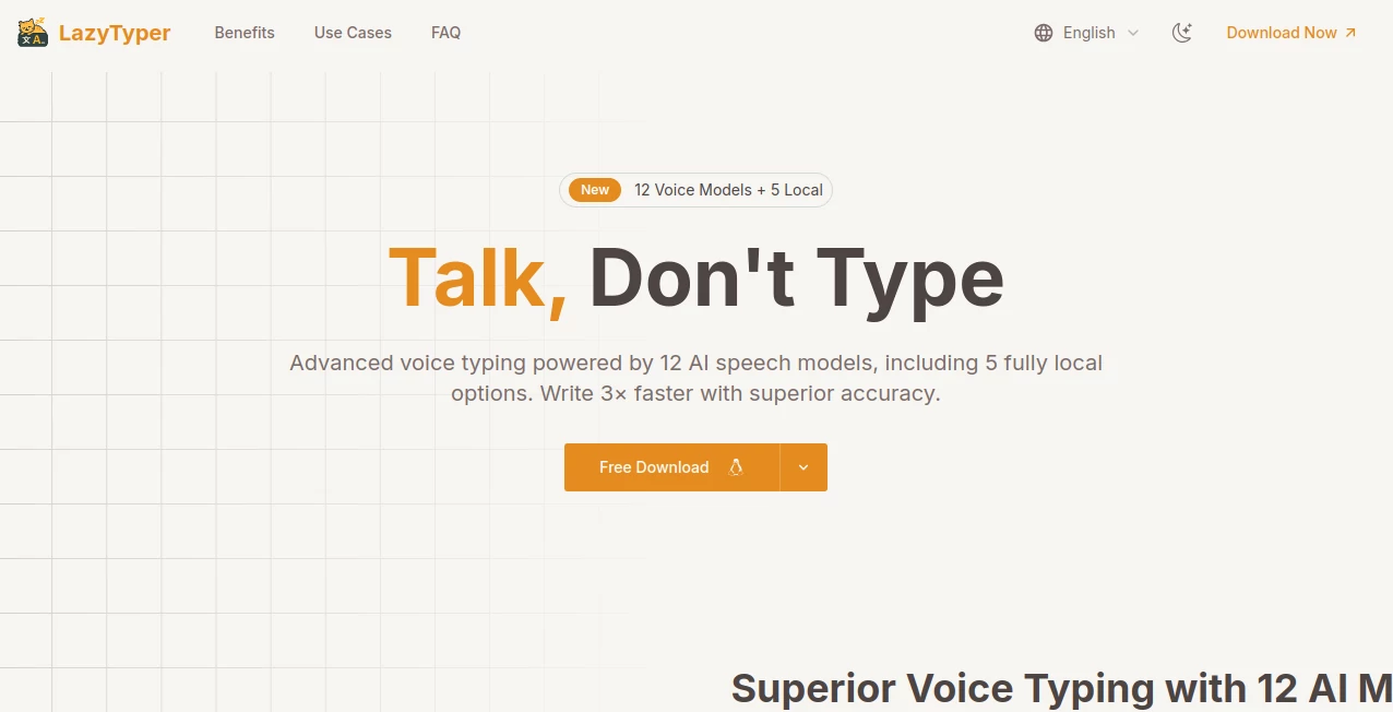 Screenshot of LazyTyper – An AI tool in the ,AI Transcription ,AI General Writing ,AI Writing Assistants ,AI Content Generator  category, showcasing its interface and key features.