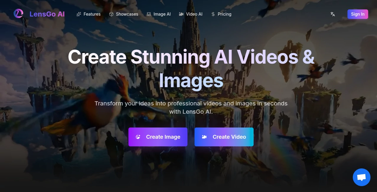 Screenshot of LensGo AI – An AI tool in the ,AI Photo & Image Generator ,AI Text to Video ,AI Video Generator ,AI Anime Art  category, showcasing its interface and key features.