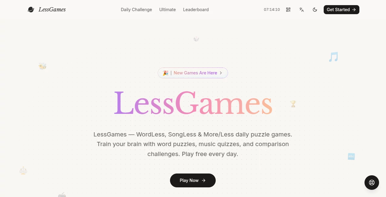 Screenshot of Lessgames – An AI tool in the ,AI Game ,AI Fun Tools ,Other  category, showcasing its interface and key features.
